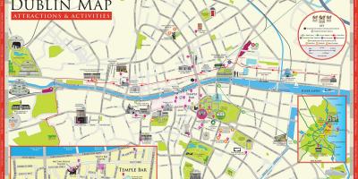 Kaart van Dublin toerisme-aantreklikhede