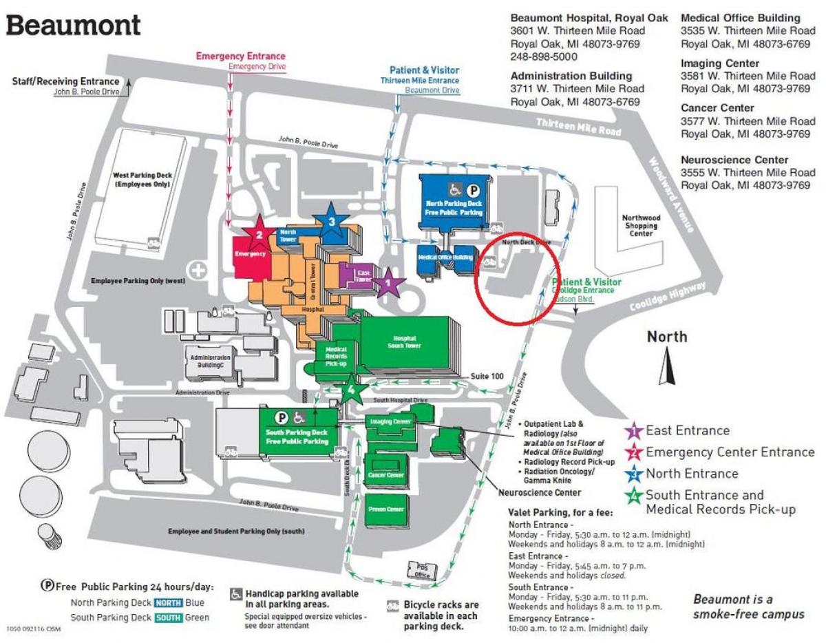 kaart van Beaumont hospitaal