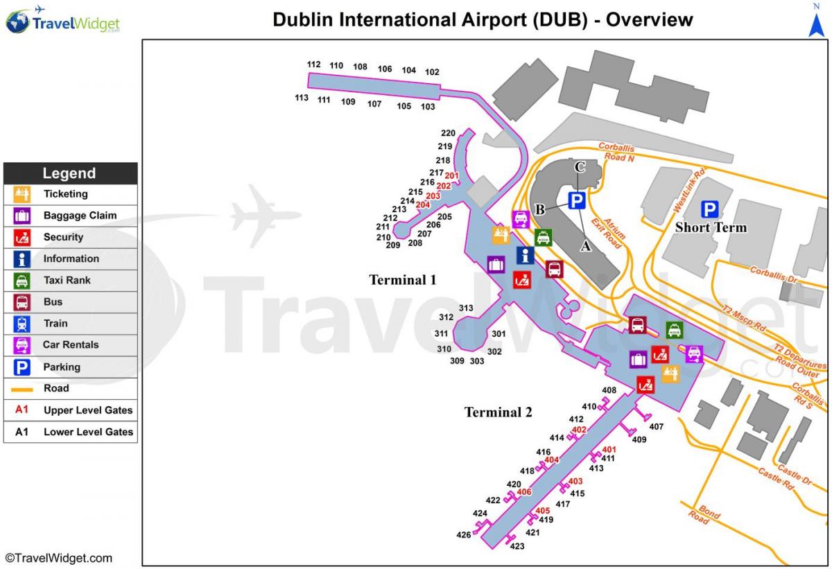 kaart van Dublin lughawe