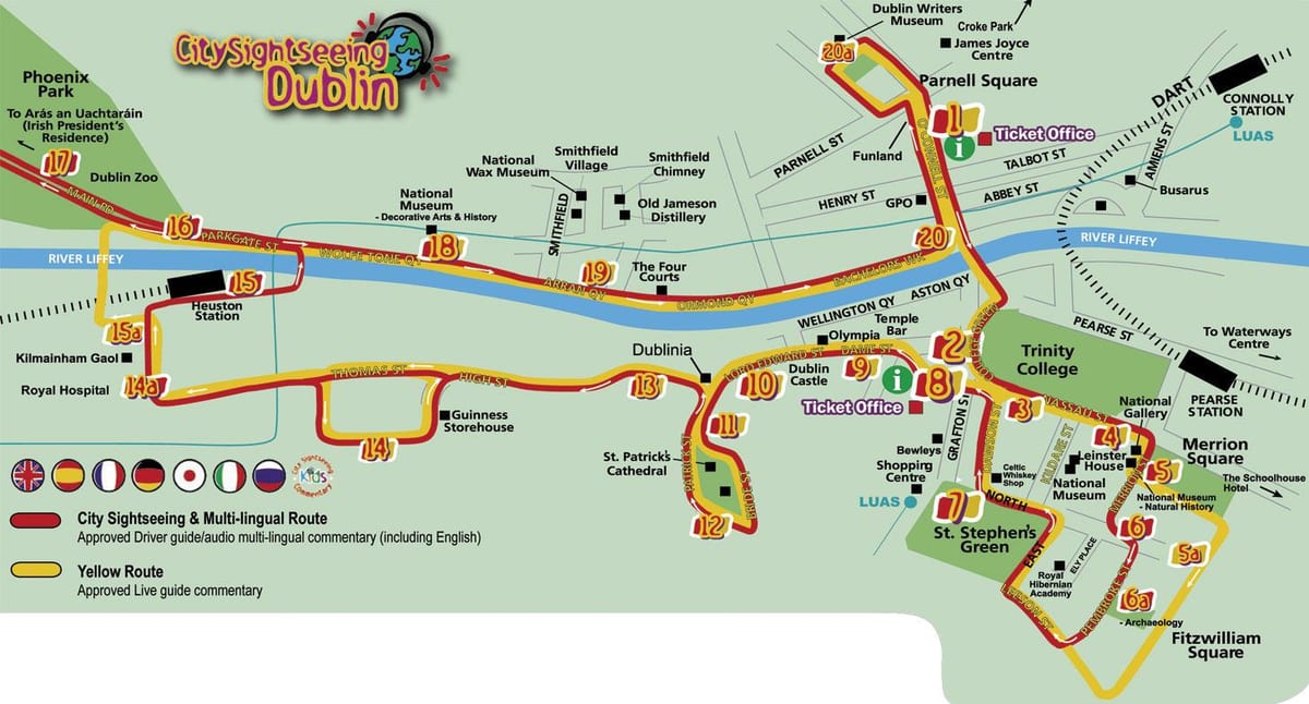 city sightseeing Dublin kaart