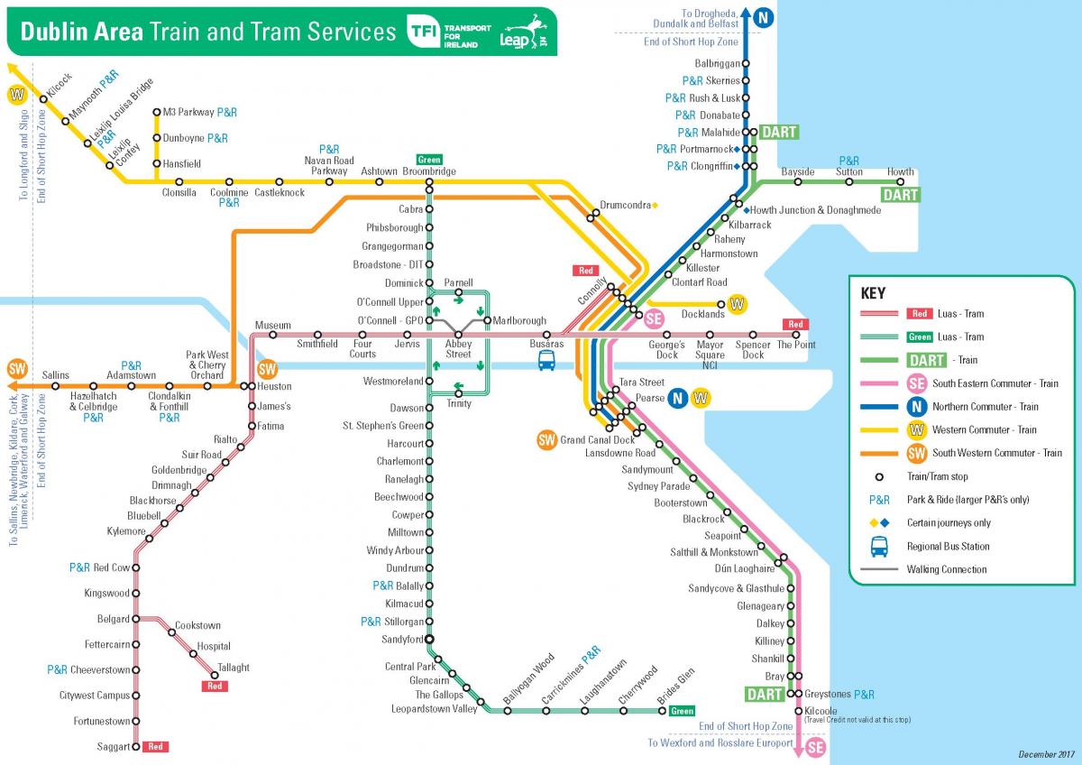 Dublin openbare vervoer-map